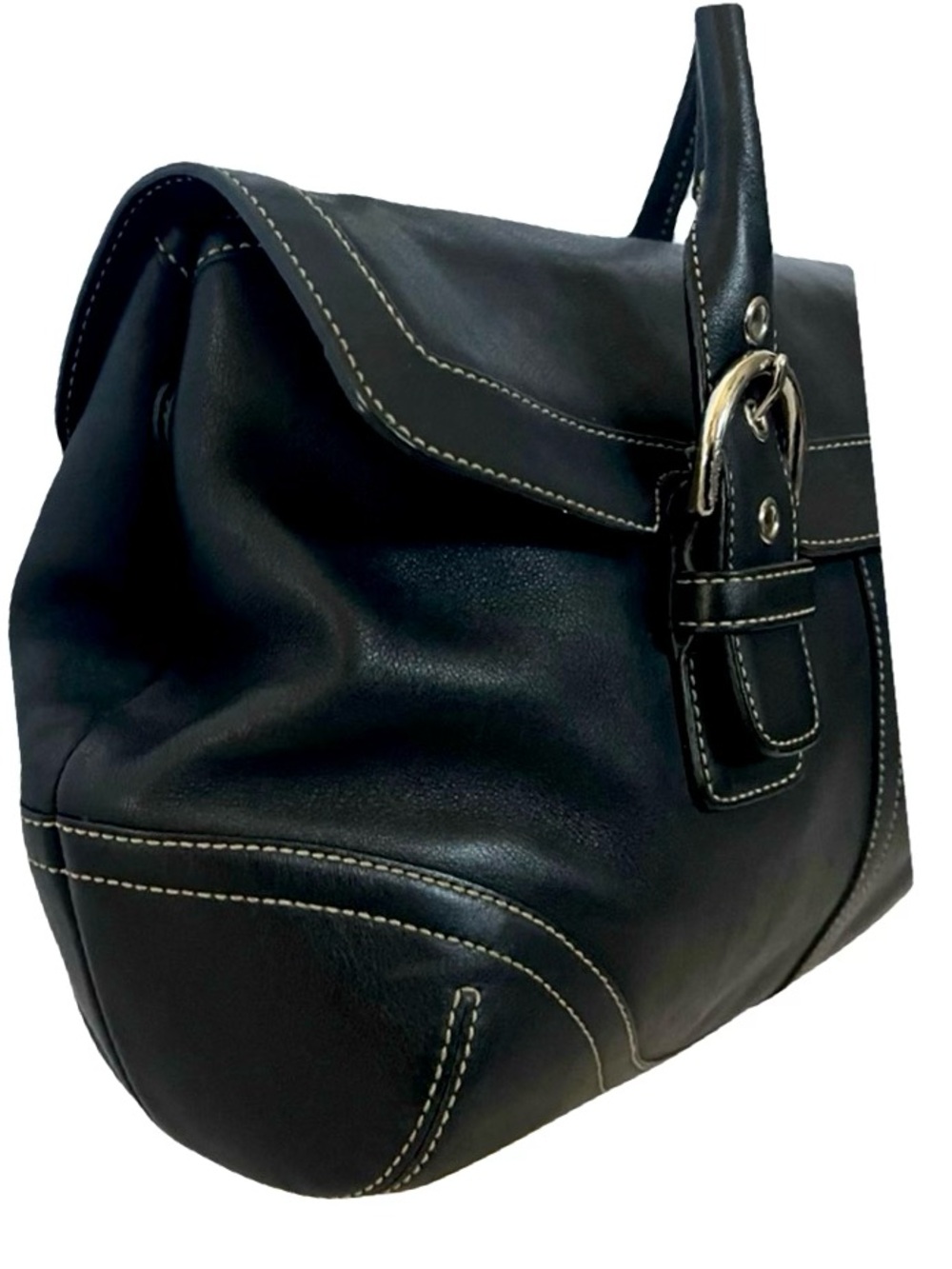 🐴 Coach 9636 Y2K Vintage Hamptons Soho Black Leather Satchel/Flap Shoulder Bag - Picture 9 of 13